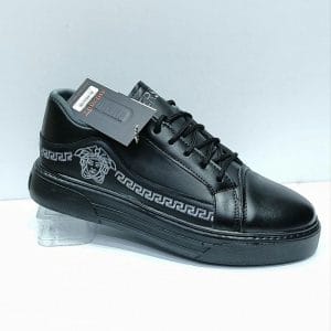 کفش کتونی اسپرت کلاسیک ونس ورساچه (Versace) مردانه و پسرانه رنگ مشکی نوشته طوسی